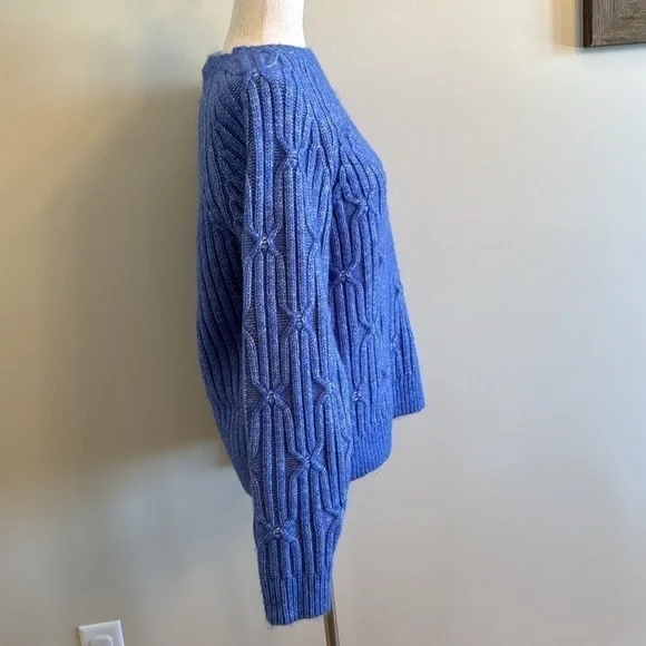 Topshop Knitted Cable Raglan Sweater Size 4-6 in Blue - Picture 5 of 13